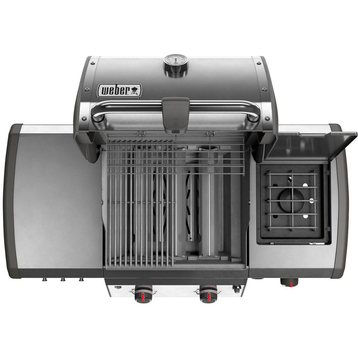 Weber Genesis II LX S-240 Freestanding Natural Gas Grill - Hood & Lid Open Top View thumbnail