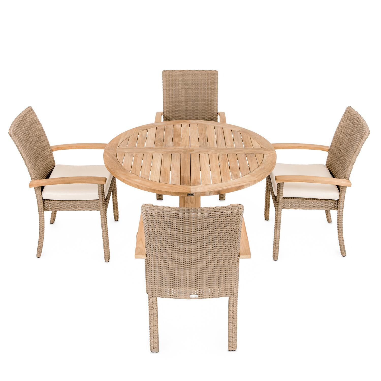 Teak + Table Havana/Friday Pedestal 48 Inch 5 Piece - White Background thumbnail