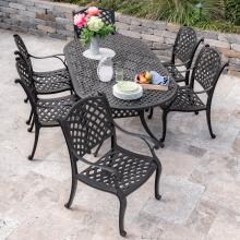 Whitby 7 Piece Cast Aluminum Patio Dining Set W/ 84 X 42 Inch Oval Table By Darlee image