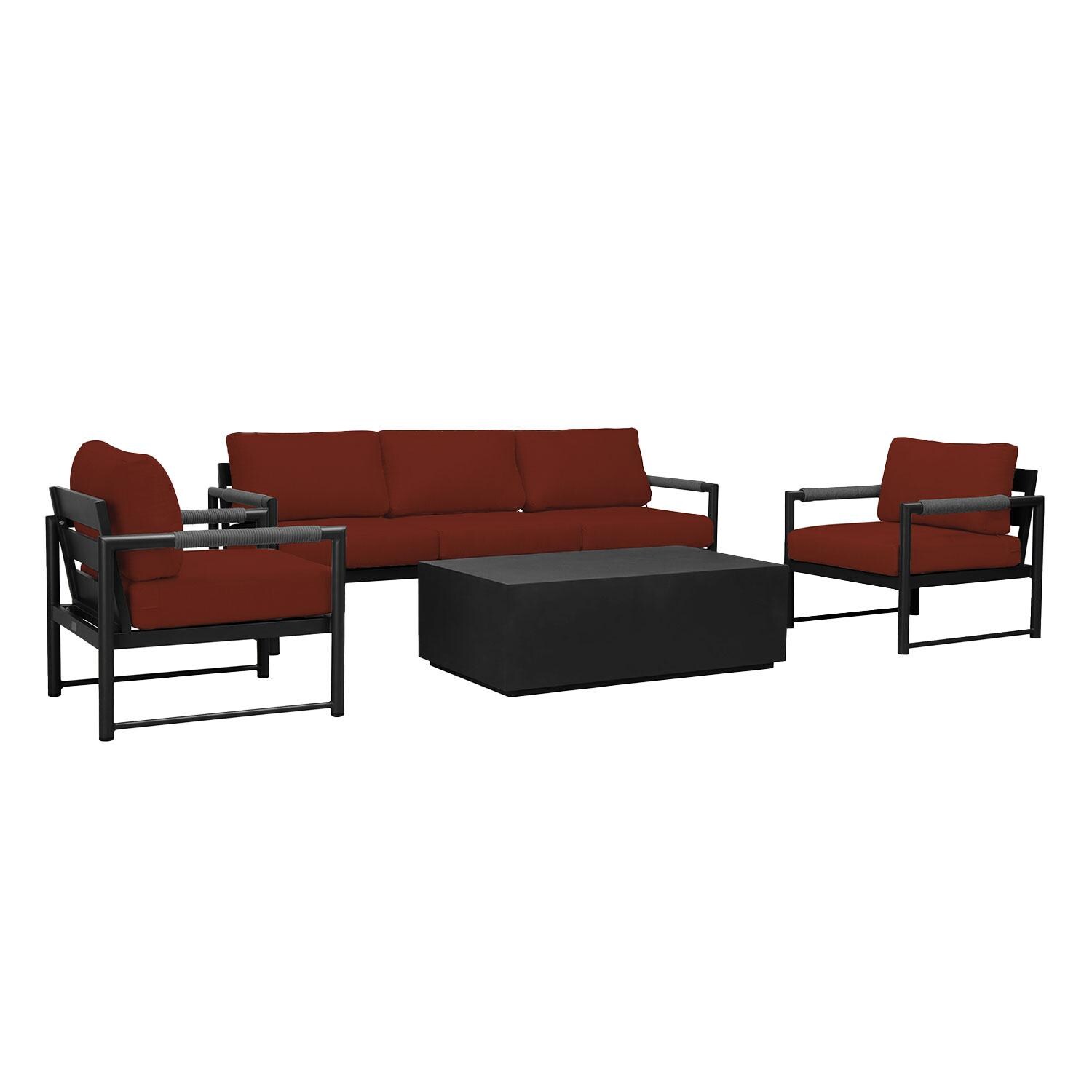 Lakeview AVEBAY-BK-CO-SET135-HN Avenue Bay Black/Carbon 4 Pc Sofa Set - Canvas Henna - Angled - White Background thumbnail