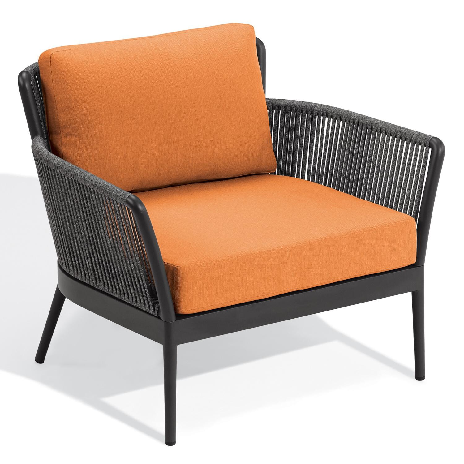 Oxford Garden Nette Olefin Rope & Aluminum Club Chair in Carbon/Tangerine - Front View thumbnail