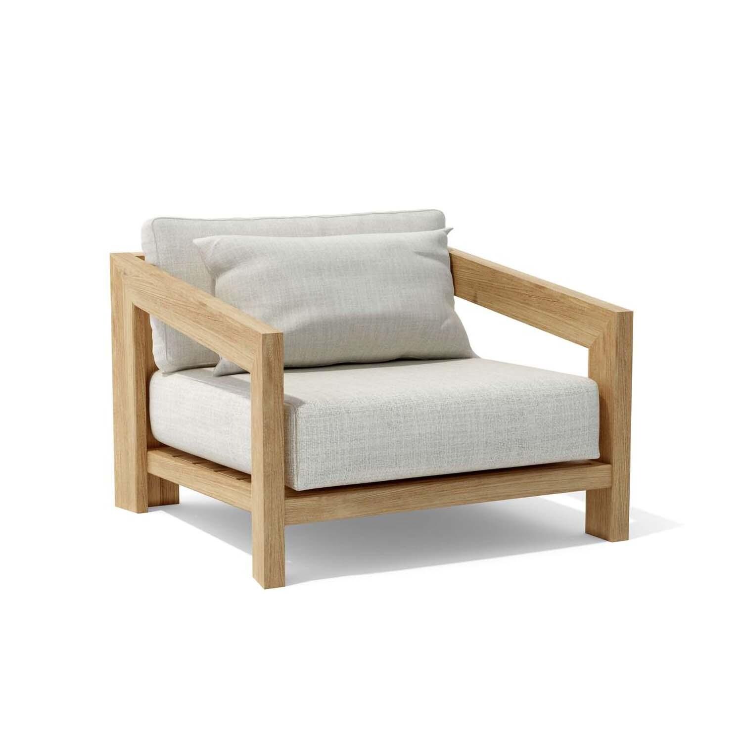 Windview 4 Pc Teak Seating Set in Linen Natural by Lakeview Outdoor Designs - Chair - White Background thumbnail