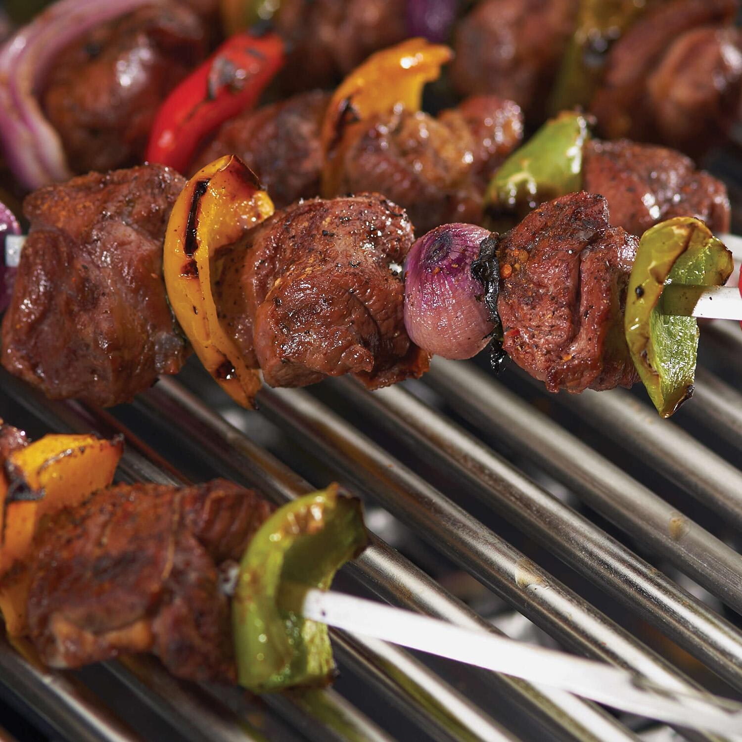 GrillPro Stainless Steel Deluxe Tool Set w/ TPR Soft Grips - 7 Pc - 40077 - Skewers - Lifestyle thumbnail