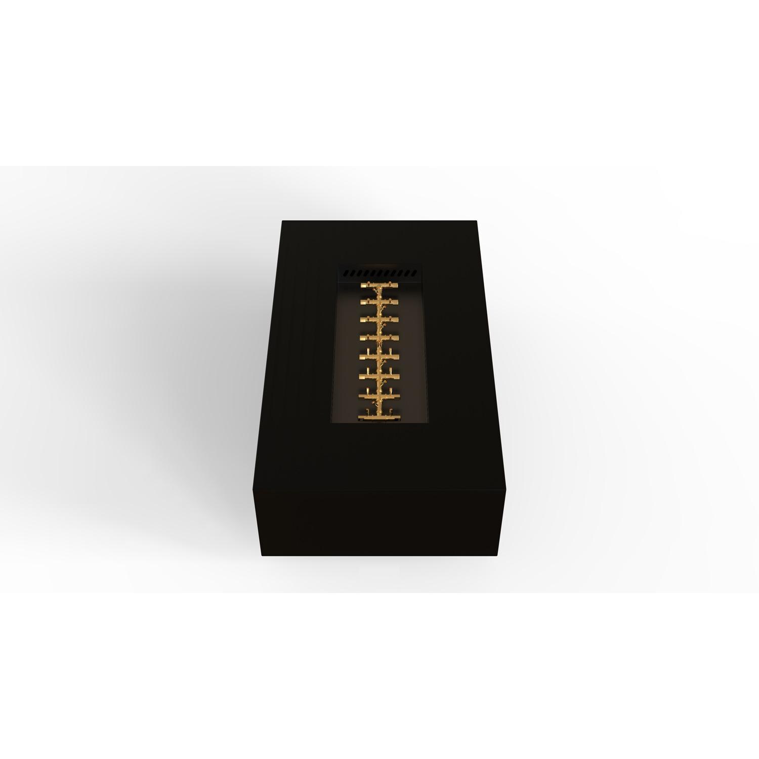 AON 60 x 34 Inch Rectangular Powder Coated Steel Natural Gas Fire Pit Table in Black By Warming Trends - Top Angled View - White Background thumbnail