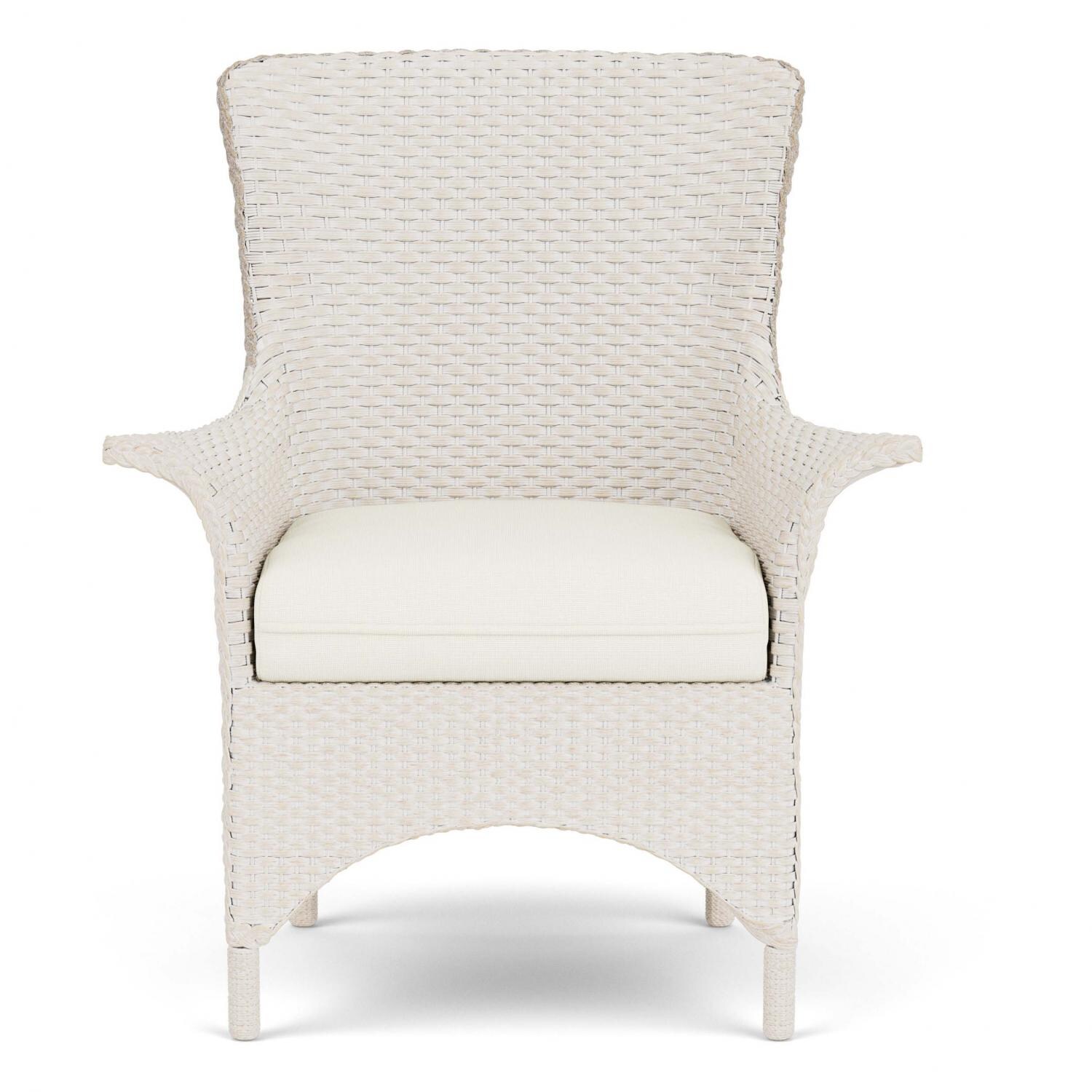 Mandalay Wicker Dining Arm Chair in Antique White/Sailcloth Salt By Lloyd Flanders