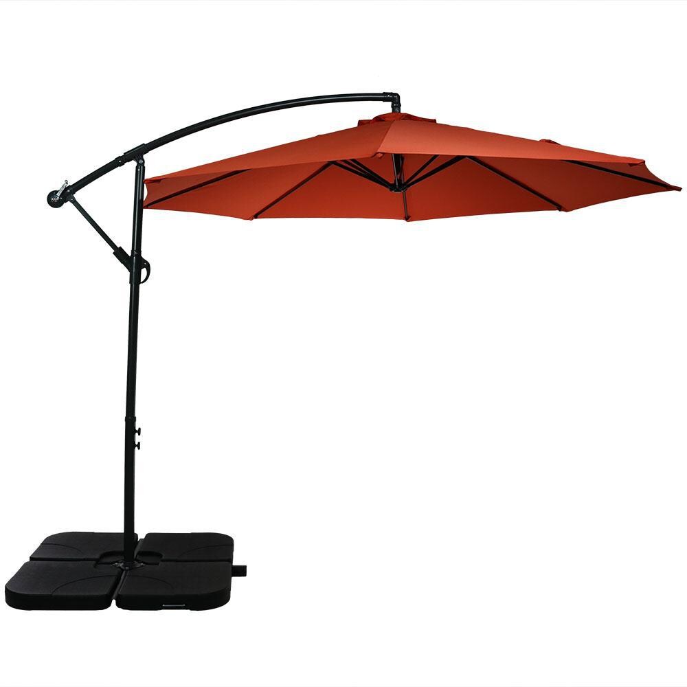 counterweight for patio umbrella Outsunny 11ft Cantilever with Base Offset Crank Brown a robust and stylish square patio umbrella designed for expansive shade and superior durability SUGIFT 225-lb Cantilever Patio Umbrella