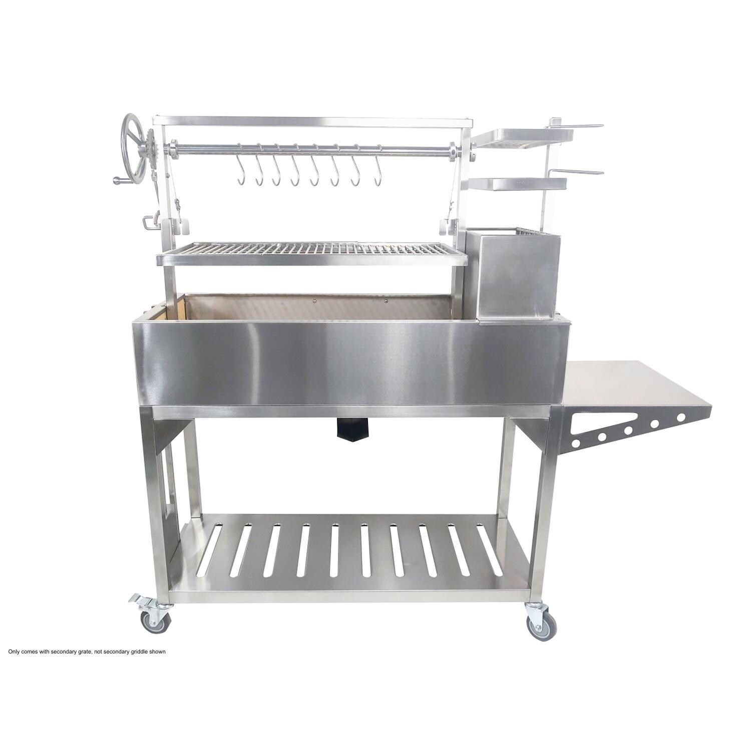 Tagwood BBQ BBQ03SSF Fully Assembled All Stainless Steel Argentine Santa Maria Wood Fire & Charcoal Grill - Back View thumbnail