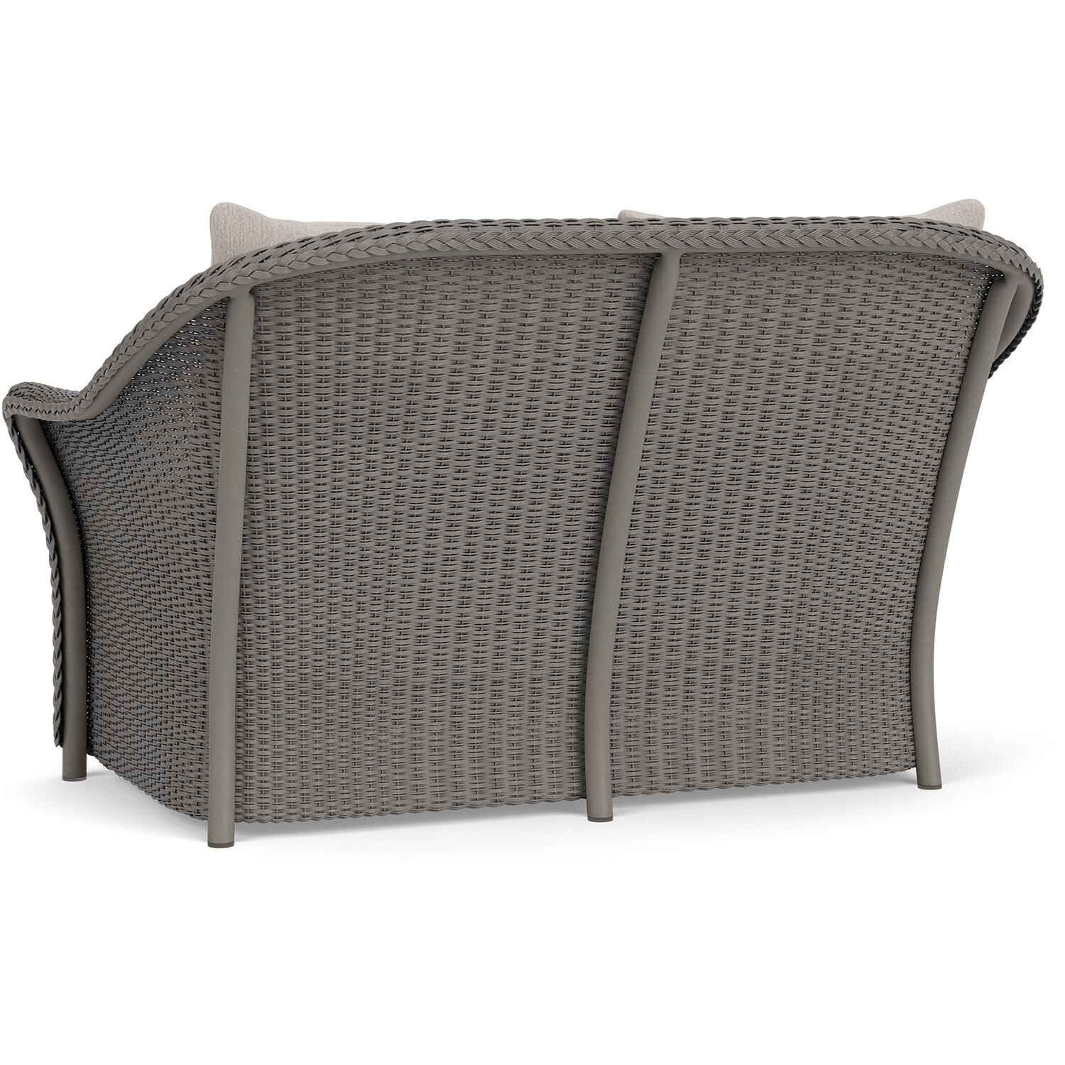 Lloyd Flanders Weekend Retreat Loveseat in Pewter Finish W/ Remy Cloud Fabric - Back Left thumbnail