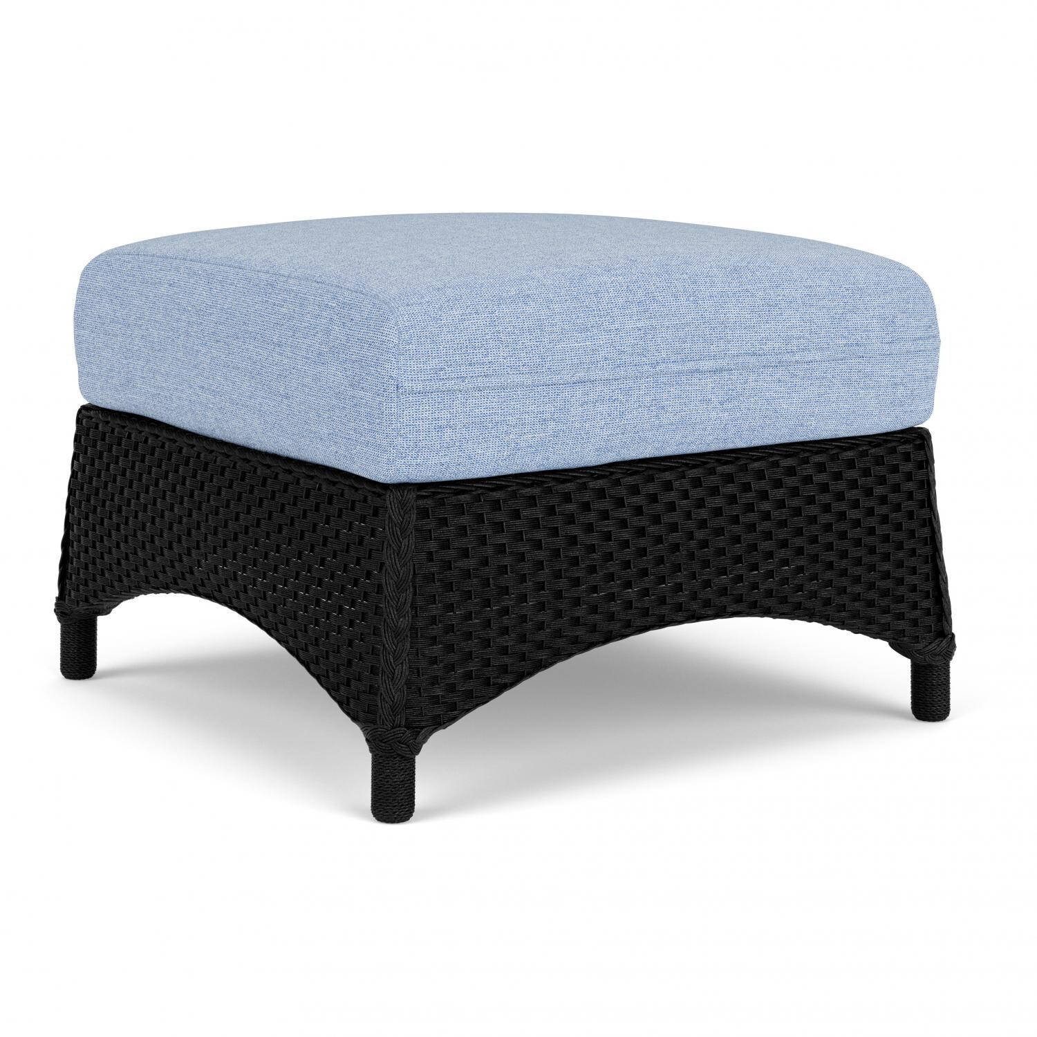 Lloyd Flanders Mandalay Ottoman in Ebony Finish with Demo Skyway fabric - Angled thumbnail