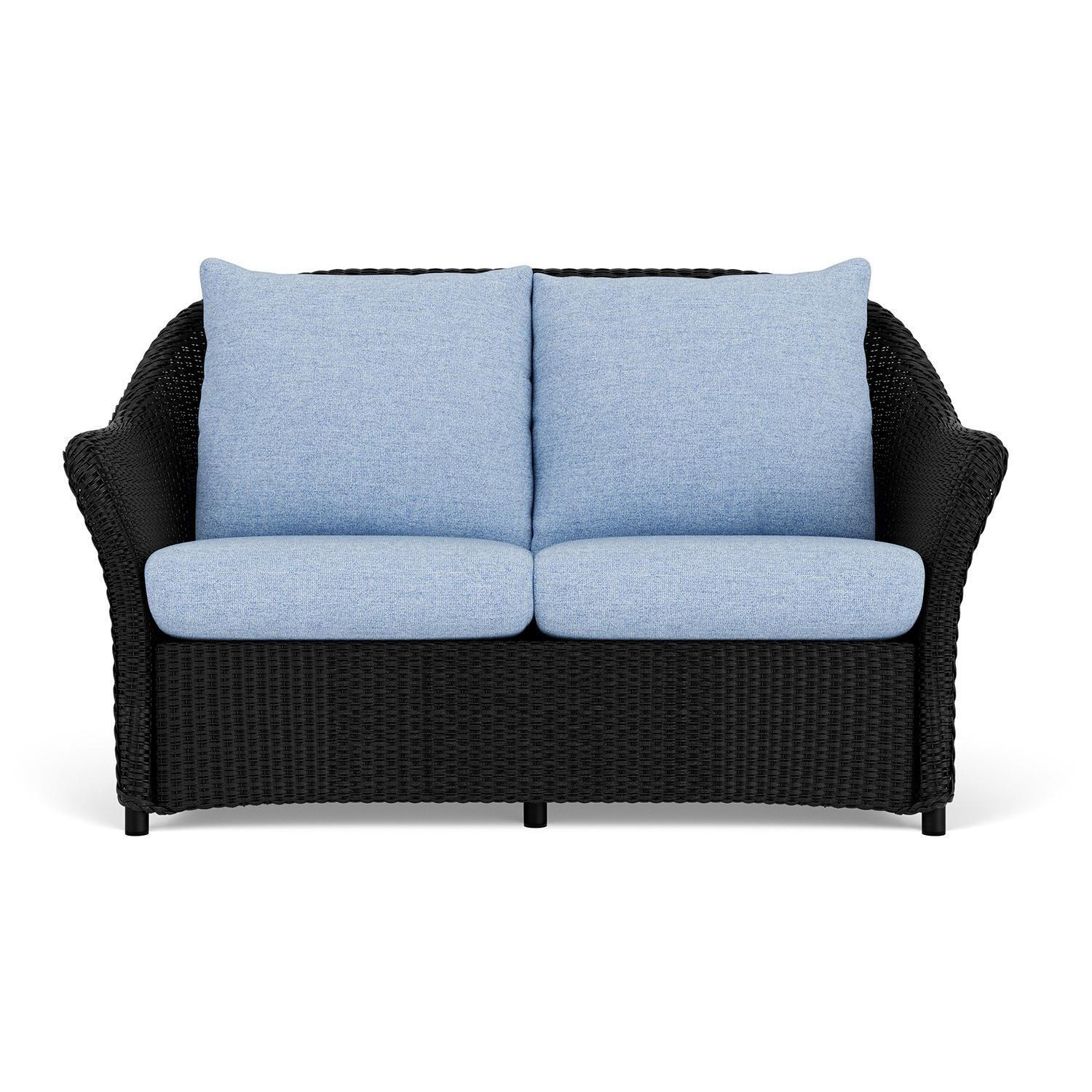 Weekend Retreat Lloyd Loom Loveseat in Ebony/Demo Skyway by Lloyd Flanders