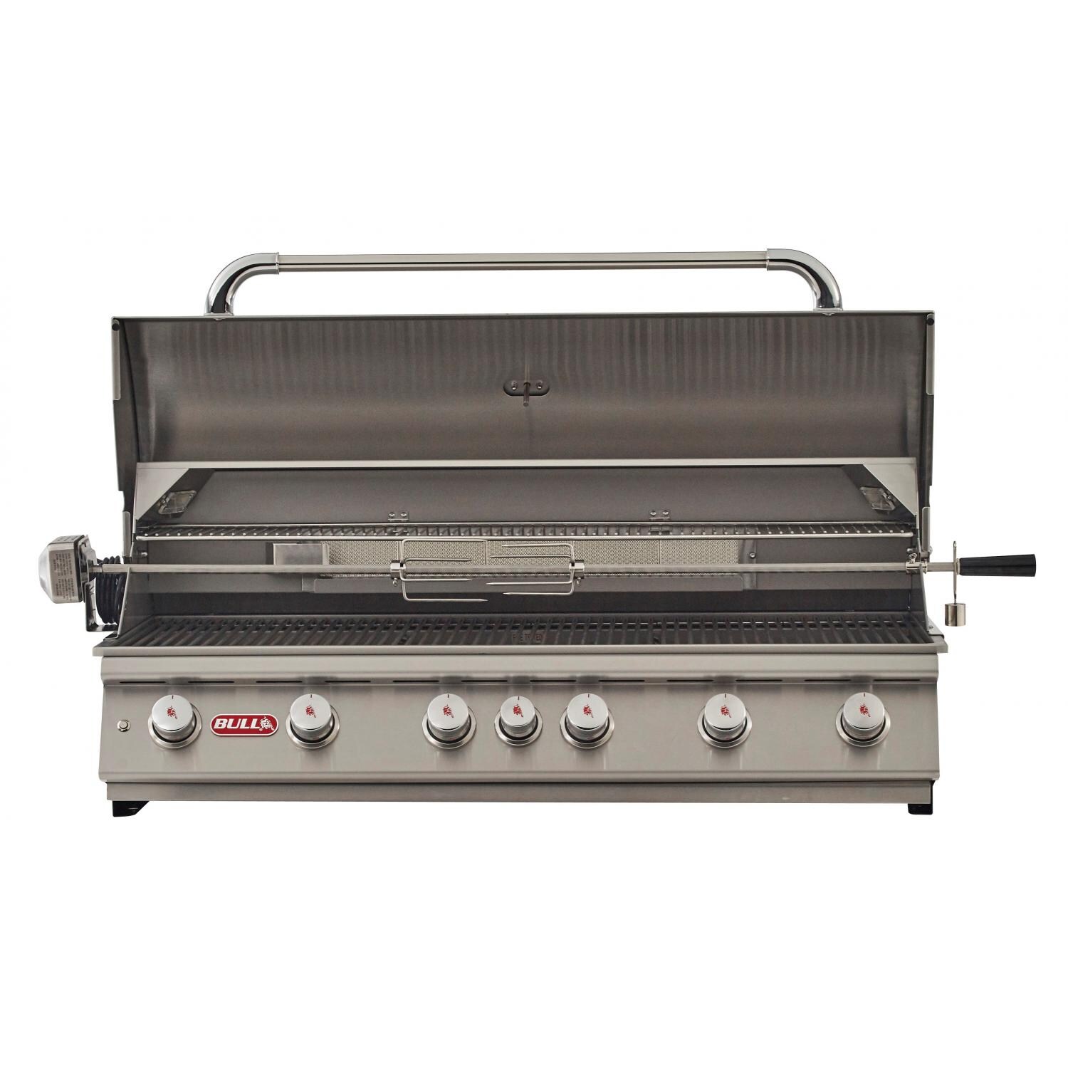 Bull Diablo 46-Inch 6-Burner Built-In Gas Grill With Rotisserie - 62648 - Open Hood thumbnail