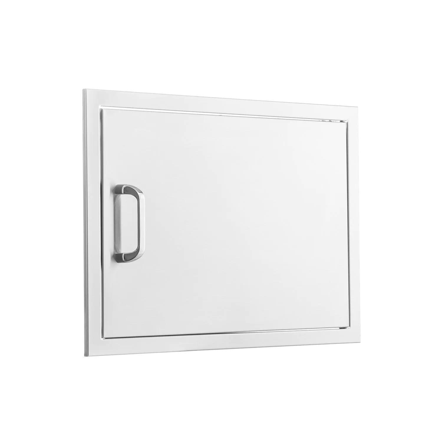 BBQGuys Signature 28-in Contempo/Traditional Stainless Steel Reversible Single Access Door - Horizontal - Angled View - White Background thumbnail