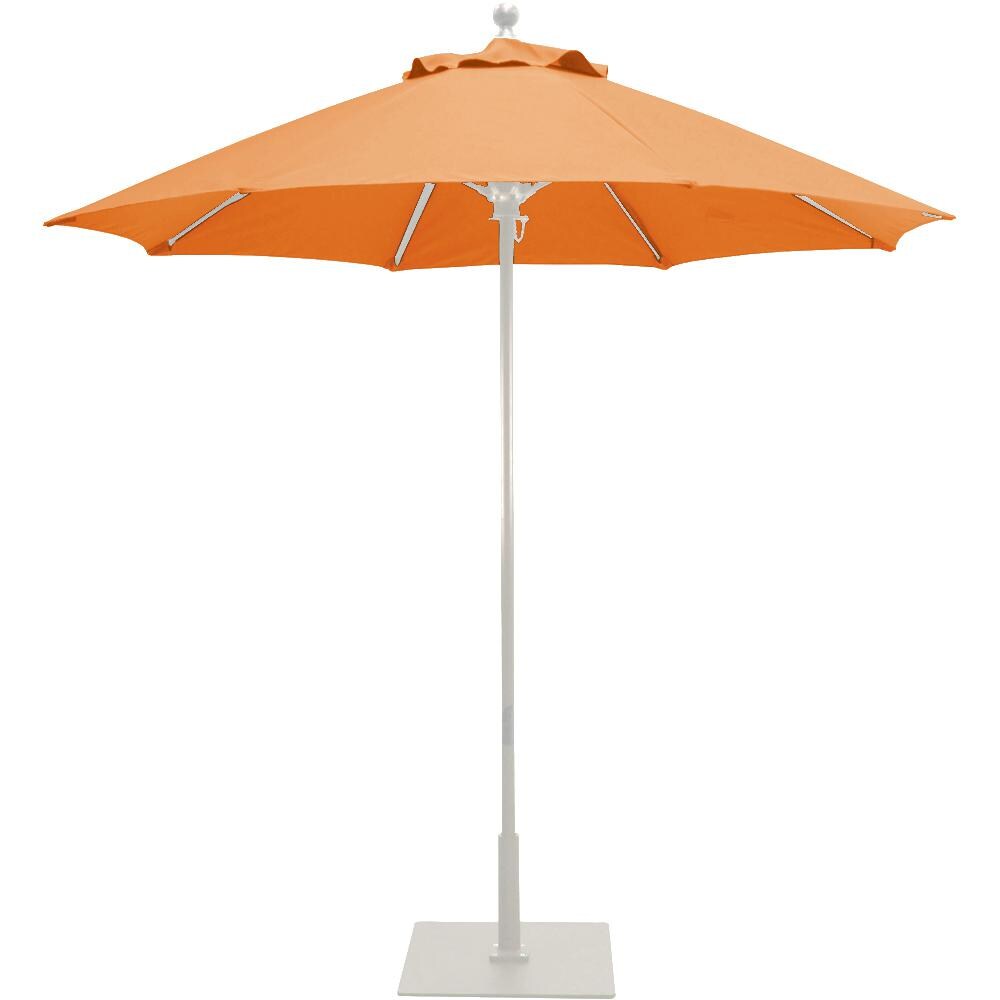 Galtech 7.5 Ft. Octagonal Aluminum Patio Market Umbrella W/ Push Lift - White Frame W/ Sunbrella Canvas Tangerine Canopy
