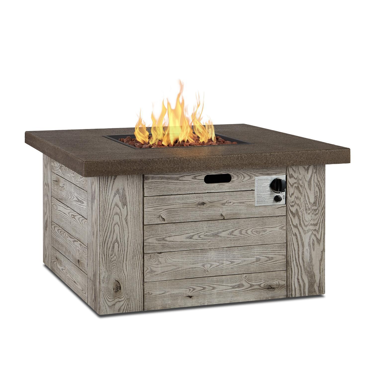 Lakeview Outdoor Designs SC-C1600LP-WGR Rusticview 42-Inch Square Propane Fire Pit Table - Weathered Gray - Electronic Ignition thumbnail