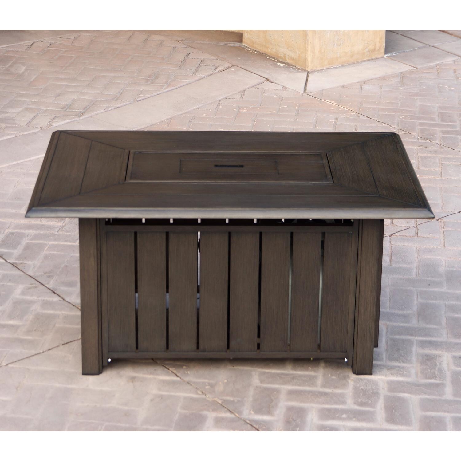 Darlee Brooklyn 50 X 32-Inch Aluminum Patio Rectangular Propane Fire Pit Coffee Table - Fire Pit Covered thumbnail