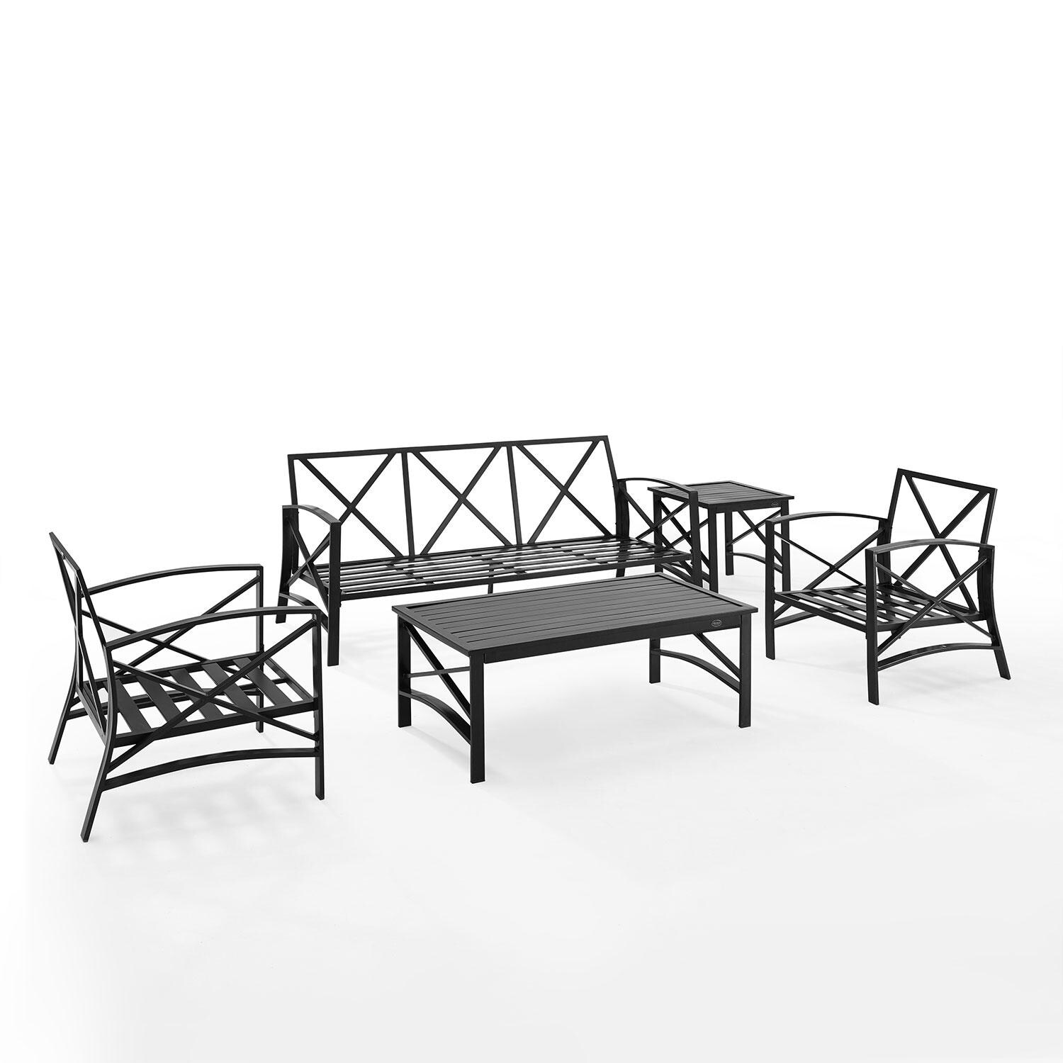Ultimate Patio UP-82265BZ-MI 5Pc Outdoor Sofa Patio Furniture Set in Mist - Cushions Removed - White Background thumbnail