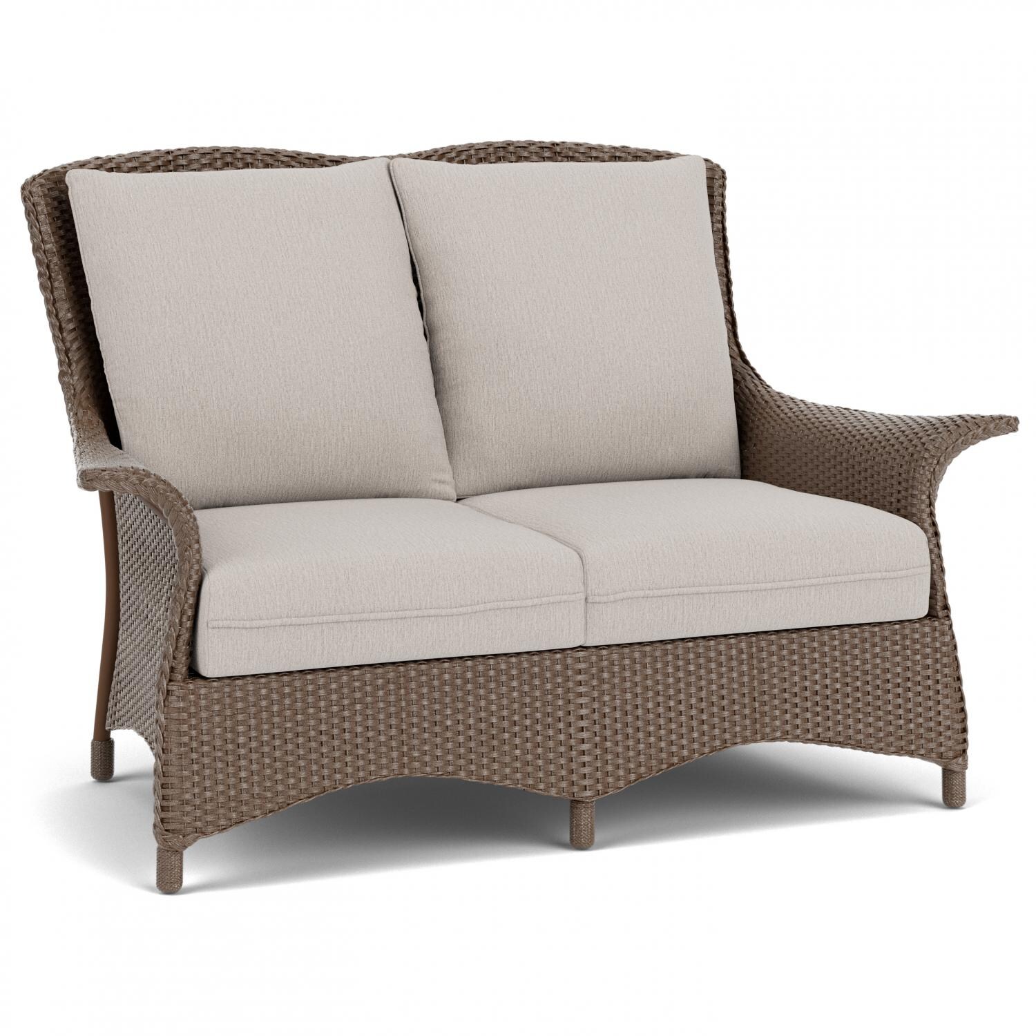 Lloyd Flanders Mandalay Loveseat In Bark Finish With Remy Cloud Fabric - Angled thumbnail