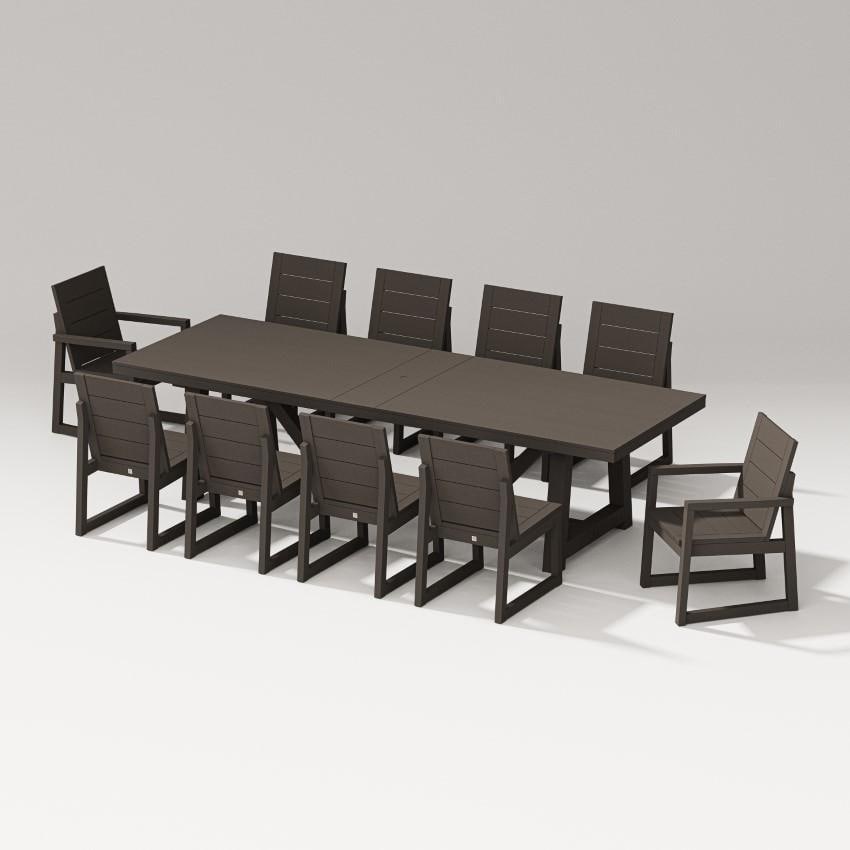 Elevate 11 Pc A-Frame Table Dining Set in Vintage Coffee by PW Designer Series - White Background thumbnail