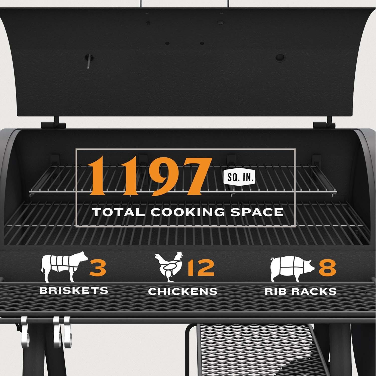 Oklahoma Joe's 24203003 Highland Offset Reverse Flow Smoker/Grill - Capacity - Detail thumbnail