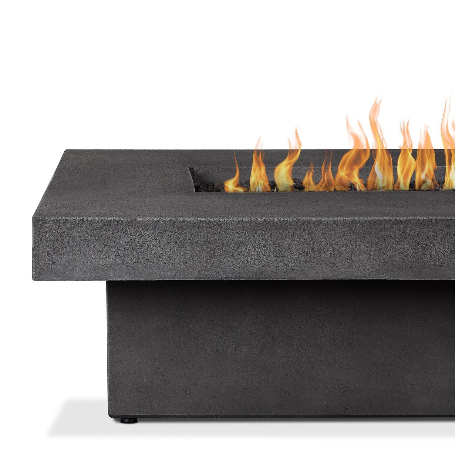 Hickory Bay 3708LP-SMK 60 Inch Rectangular GFRC Propane Fire Pit Table in Smoke by BBQGuys Signature - Material - Detail