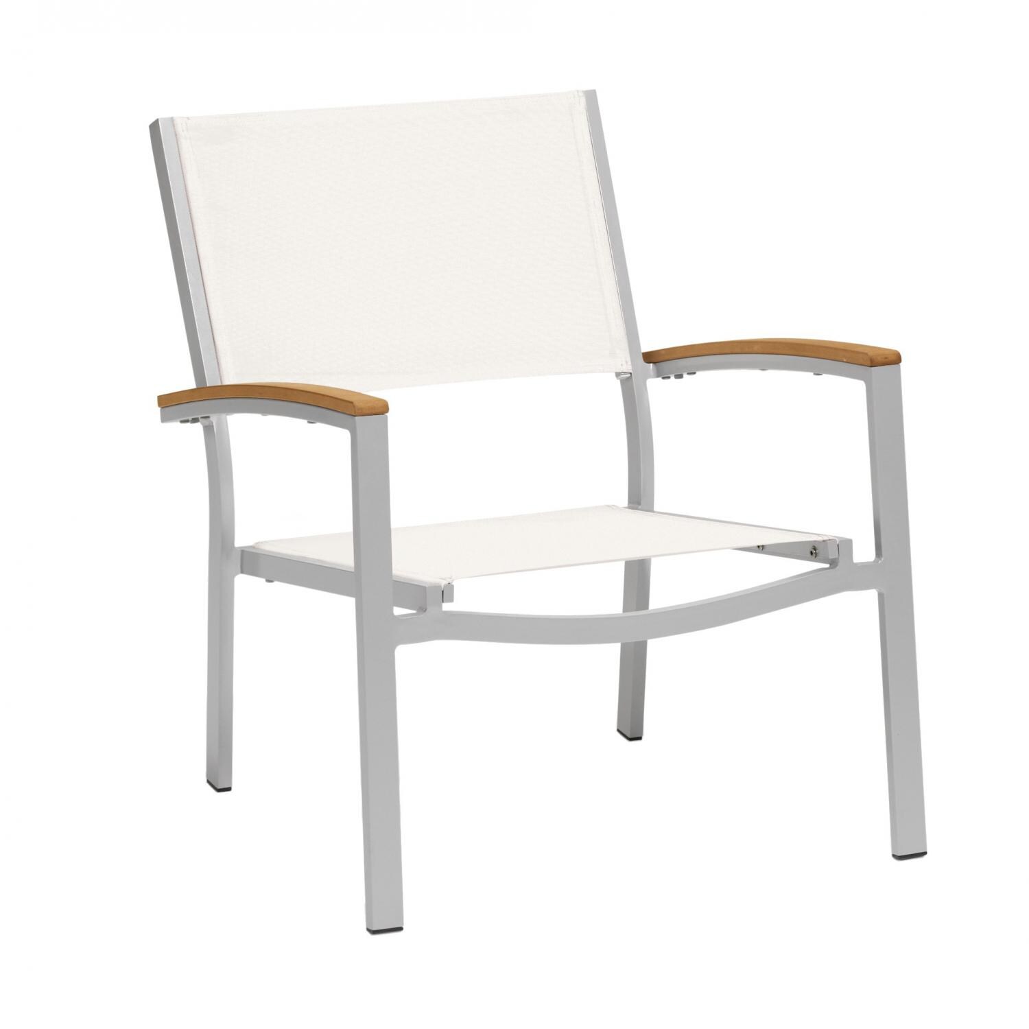 Travira 2 Piece Aluminum Club Chair Set W/ Natural Sling & Tekwood Natural Arm Caps By Oxford Garden
