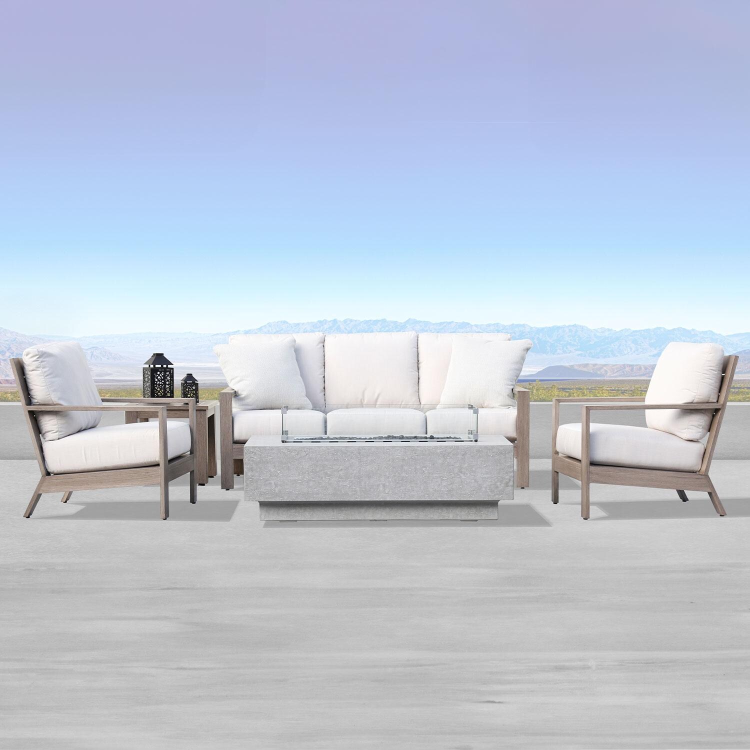Laguna Aluminum Patio Club Chair W/ Sunbrella Canvas Flax Cushions By Sunset West - W/ Set (Not Included) - Lifestyle thumbnail