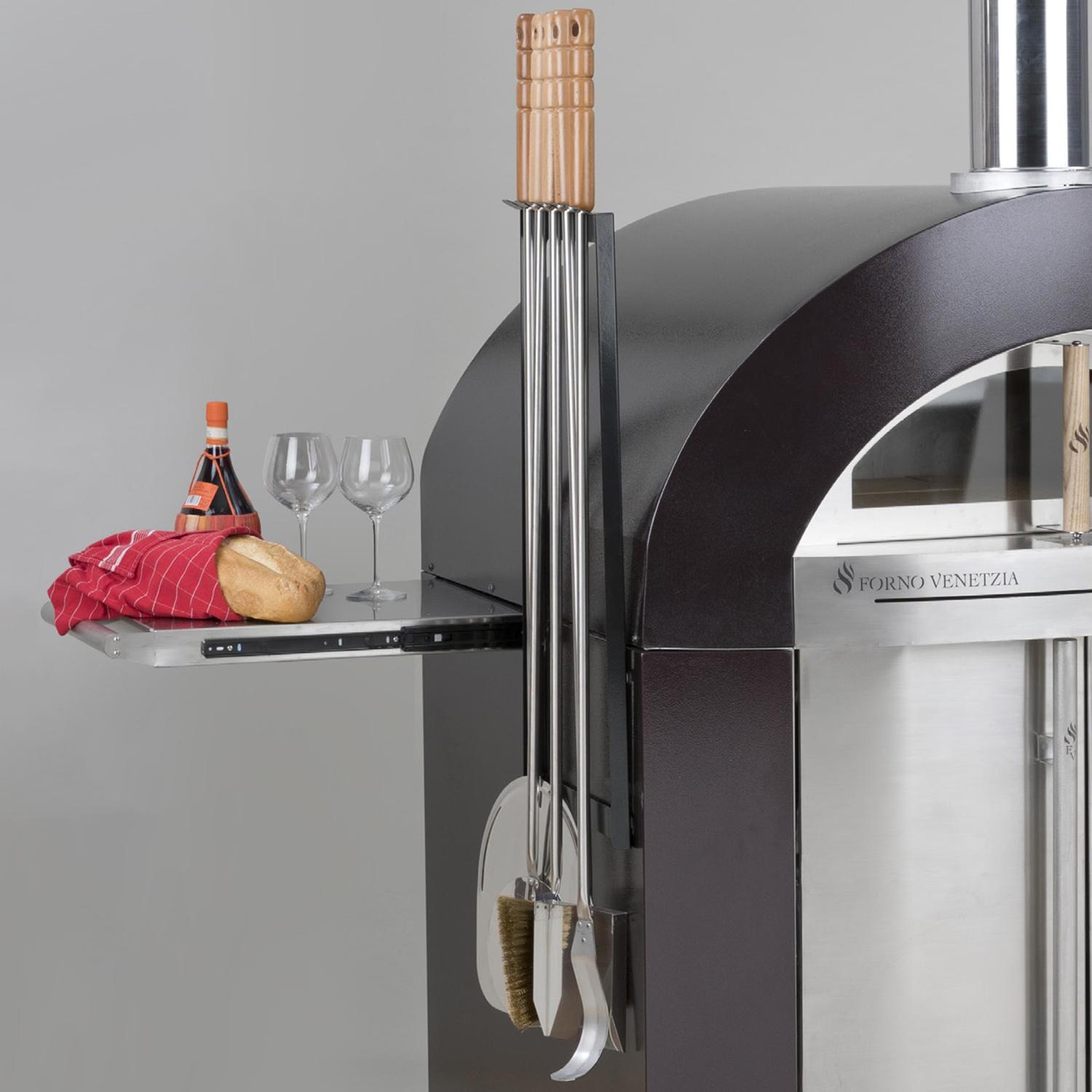 Forno Venetzia 5-Piece 35-Inch Complete Italian Pizza Oven Set - Shown On The Bellagio 500 Tool Holder (Not Included) thumbnail