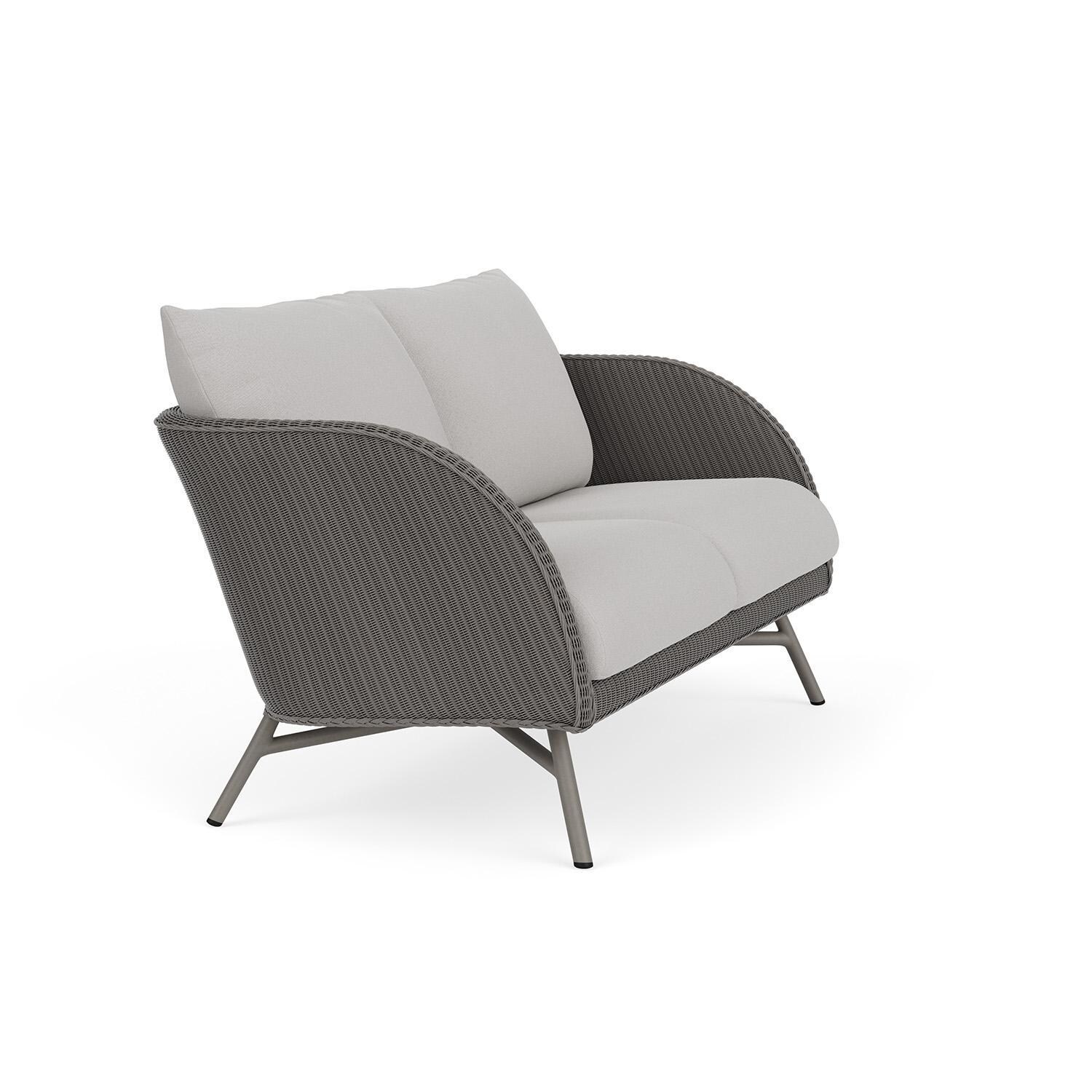 Lloyd Flanders Essence Loveseat W/Tundra Dove Fabric - Pewter Finish - Angled thumbnail