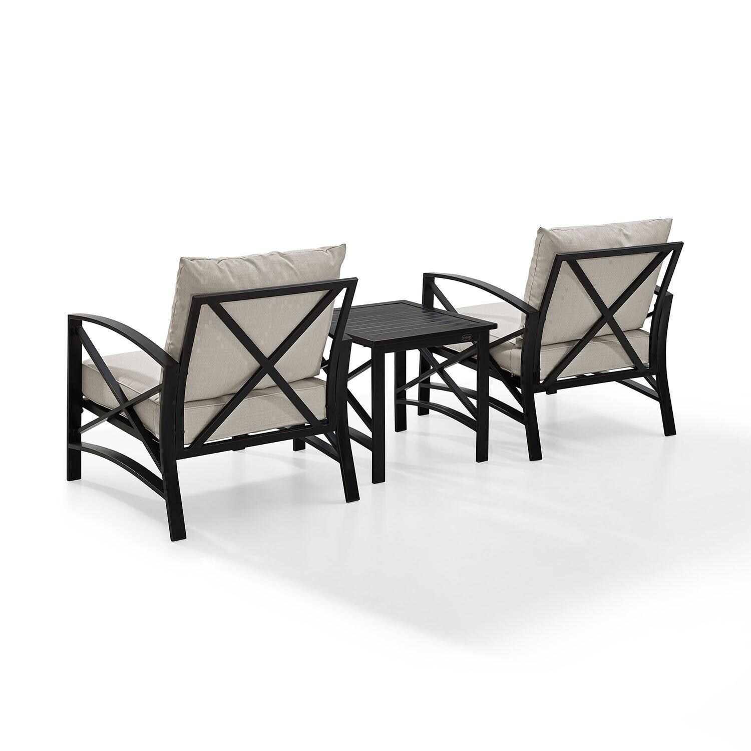 Ultimate Patio UP-82249BZ-OL 3Pc Outdoor Chair Set in Oatmeal - Rear - White Background thumbnail