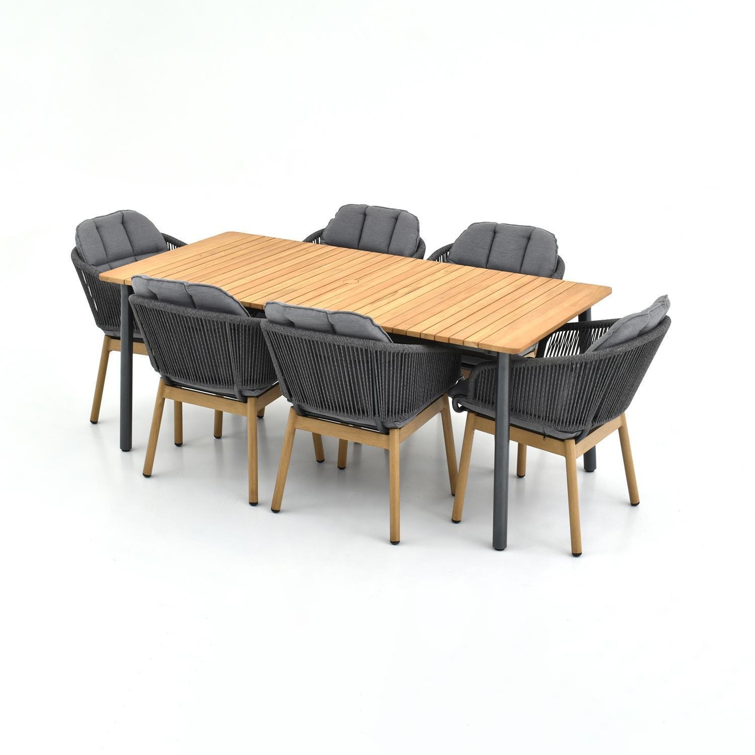 Lakeview Outdoor Designs LV-348-7 Lake Charles 7 Pc Aluminum Dining Set in Gray - Angle - White Background thumbnail