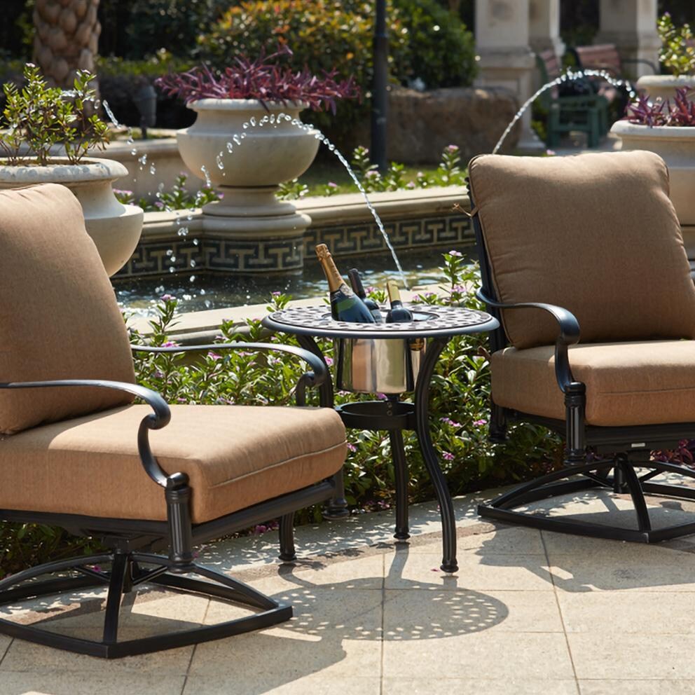 Darlee Santa Barbara 3 Piece Cast Aluminum Patio Conversation Seating Set - Cropped - Lifestyle thumbnail