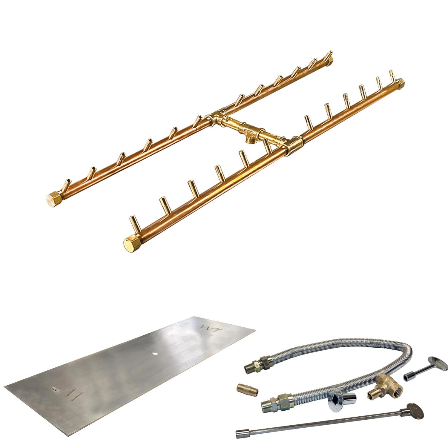 Warming Trends CFBH240NGALPL4617FK1 46 X 17-Inch Linear Natural Gas Fire Pit Burner Kit W/ 36 X 9-Inch H-Style CROSSFIRE Brass Burner thumbnail