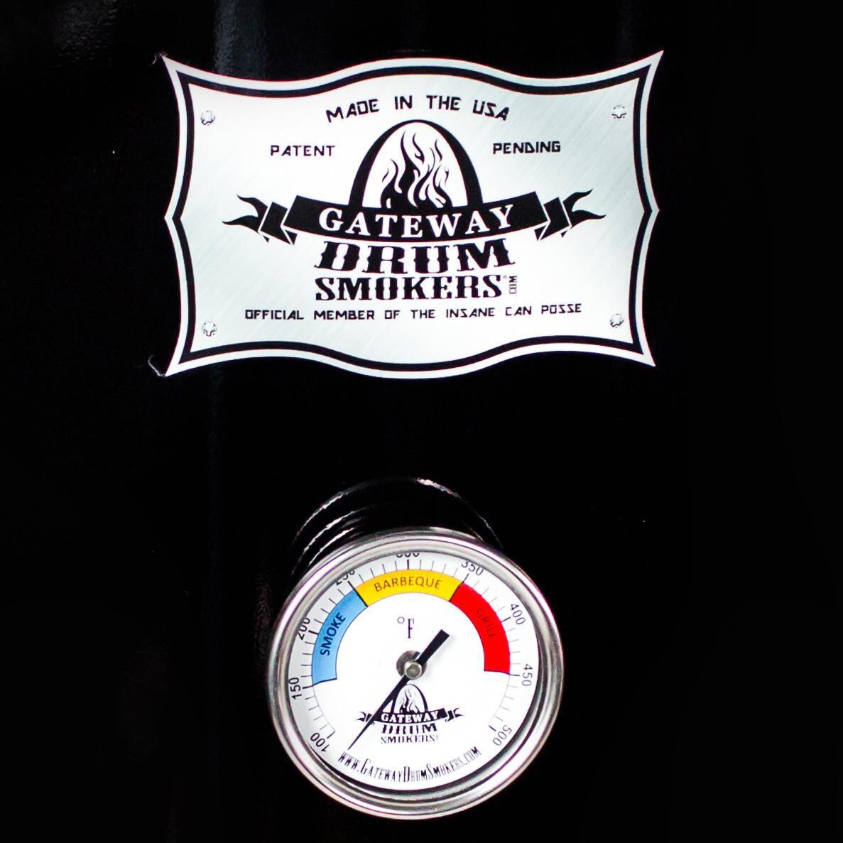 Gateway Drum Smokers 30 Gallon Charcoal BBQ Smoker - Center-Mounted Custom Dial Thermometer thumbnail