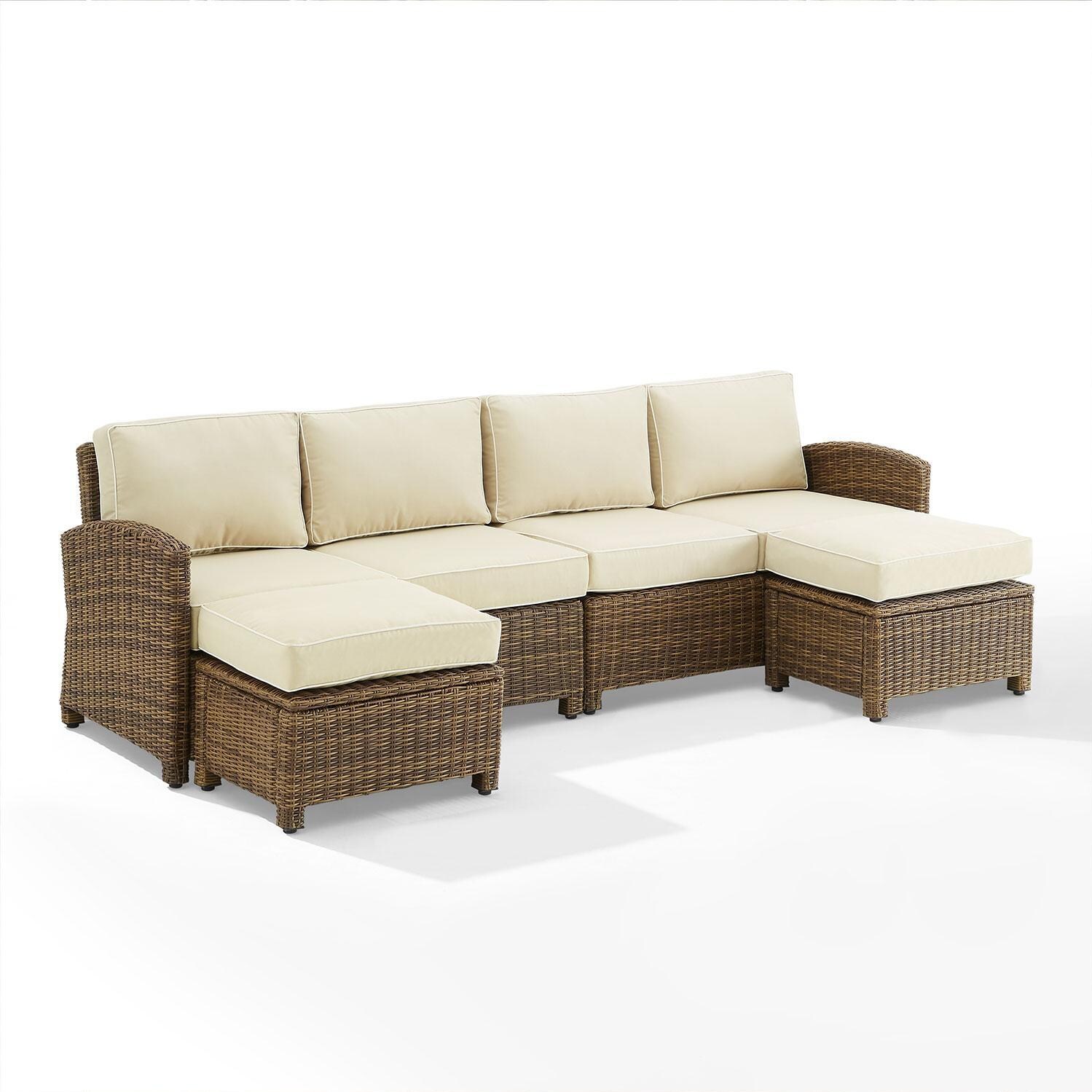 Ultimate Patio UP-92420WB-SA 4Pc Wicker Outdoor Sectional Patio Furniture Set in Sand - Display - White Background thumbnail