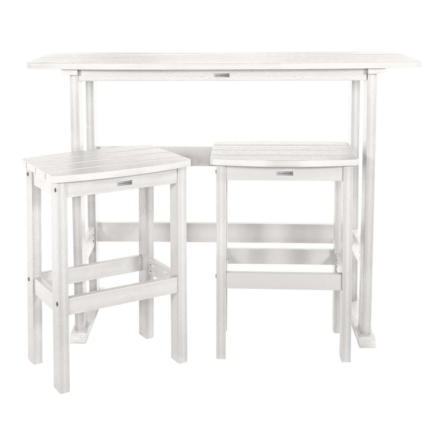 Hart Lane 3 Pc Recycled Plastic Bar Height Dining Set in White By Lakeview Outdoor Designs - White Background thumbnail