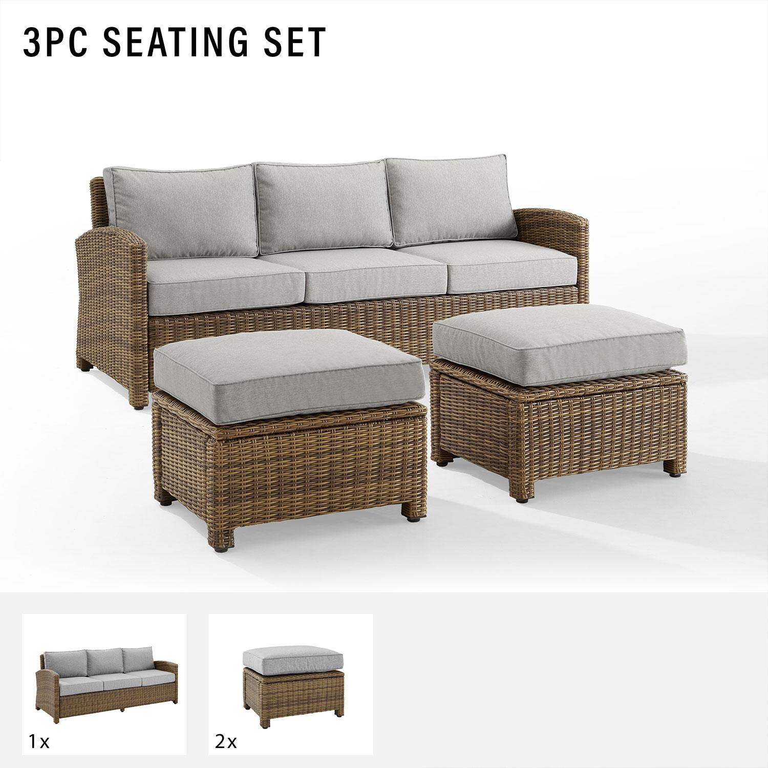 Ultimate Patio UP-92419WB-GY 3Pc Wicker Outdoor Sofa Patio Furniture Set in Gray - Included in Set (Sofa & Two Ottomans) - Diagram thumbnail