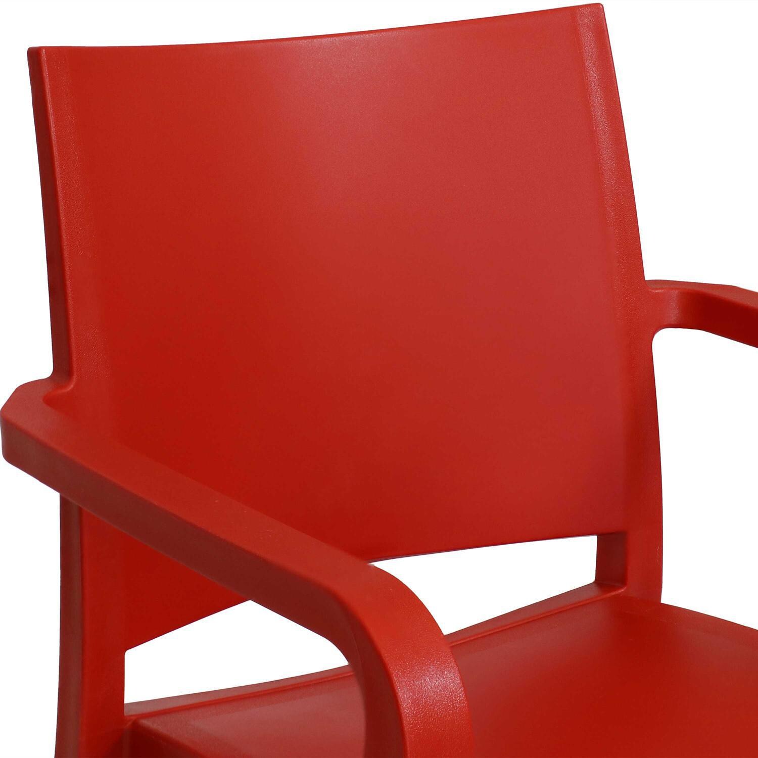 Ultimate Patio Plastic Dining Armchair - Red - Backrest Detail thumbnail
