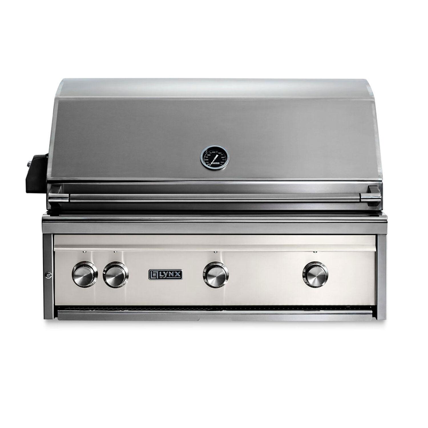Lynx LF36ATR-GLLP Professional 36 Inch All Infrared Trident Propane Gas Grill w/ Flametrak & Rotisserie in Glacier - Display - White Background thumbnail