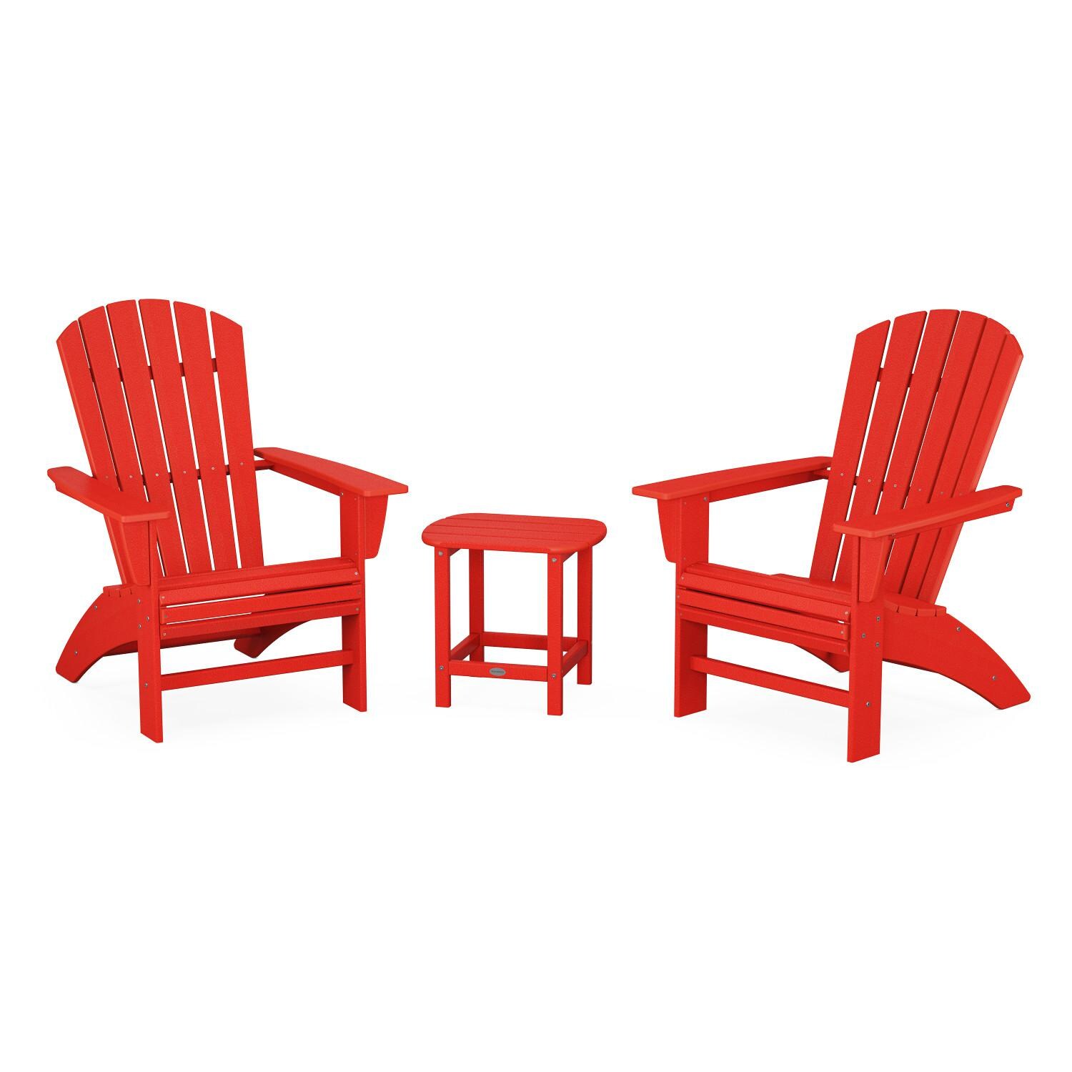 POLYWOOD PWS419-1-SR Nautical 3-Piece Curveback Adirondack Set thumbnail