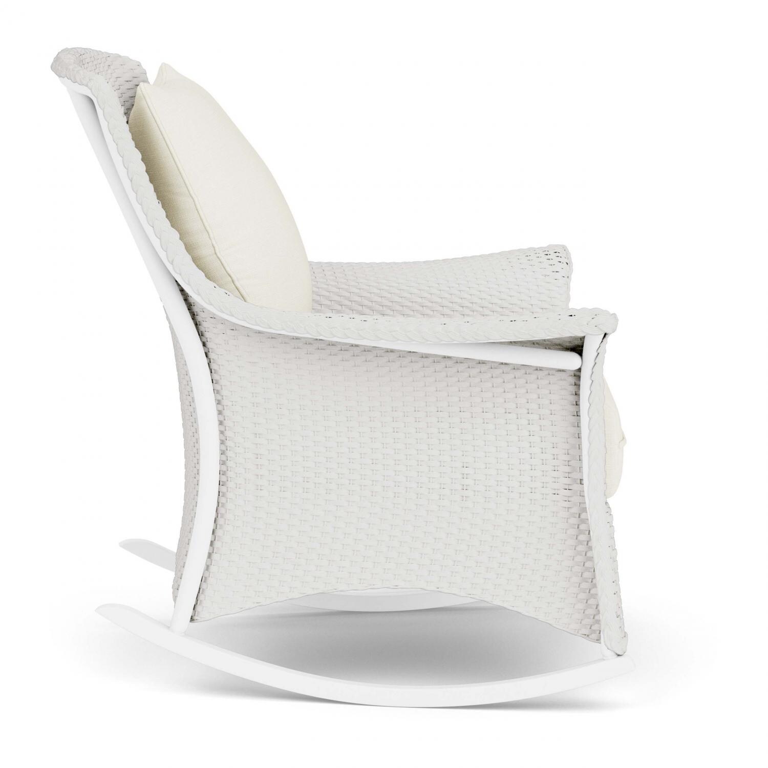 Lloyd Flanders Mandalay Lounge Rocker in Matte White Finish with Sailcloth Salt fabric - Side thumbnail
