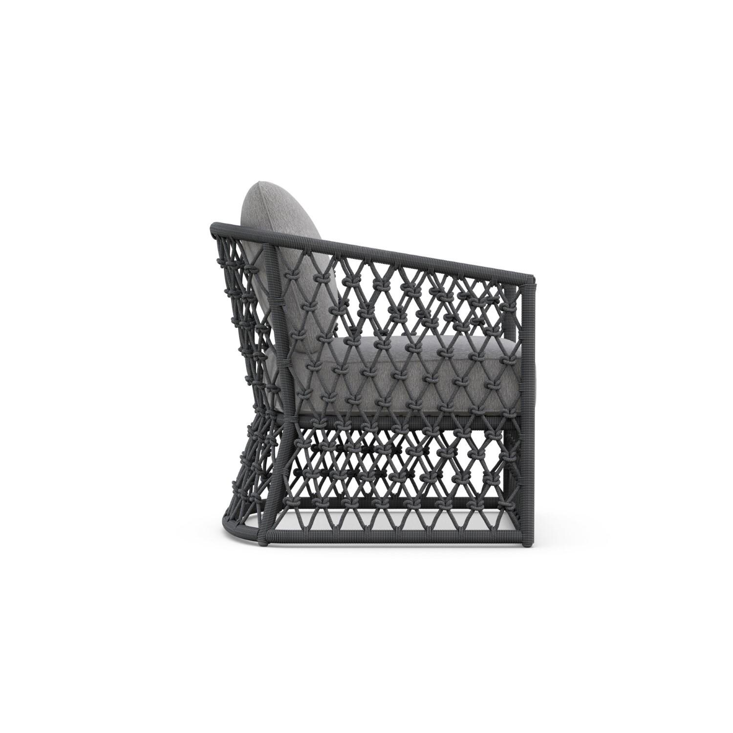 Azzurro Living AME-R07S1-CU Amelia Woven Rope Club Chair in Ash/Fog - Side - White Background thumbnail