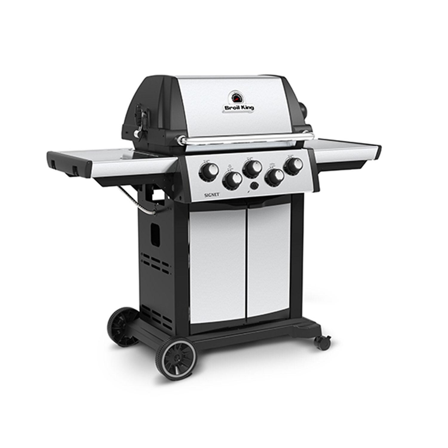 Broil King 946884 23 1/2 Inch Signet 390 Propane Gas Grill - Lid Down - Angled Right - White Background thumbnail