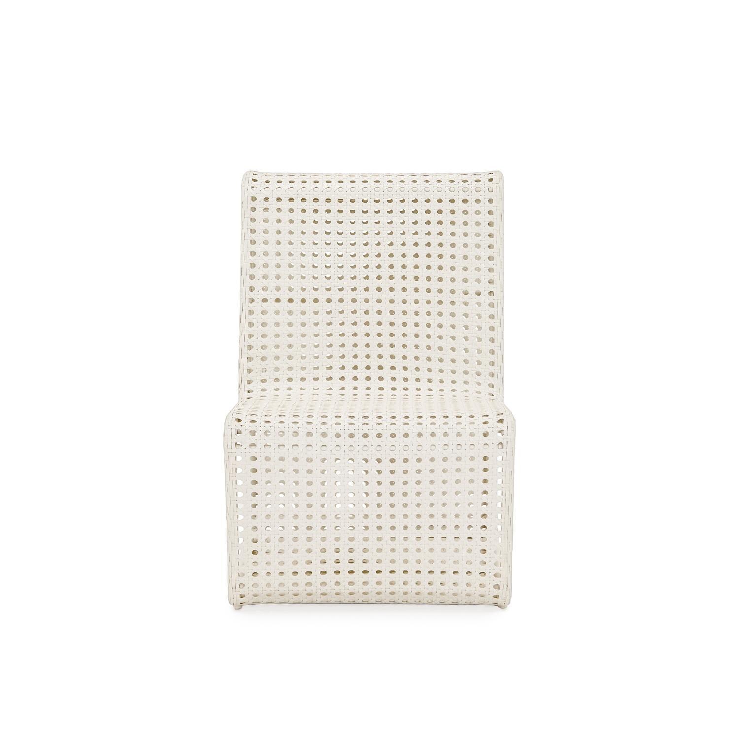 Teak + Table Breeze Wicker Patio Armless Club Chair in Off-White Cane - Front - White Background thumbnail