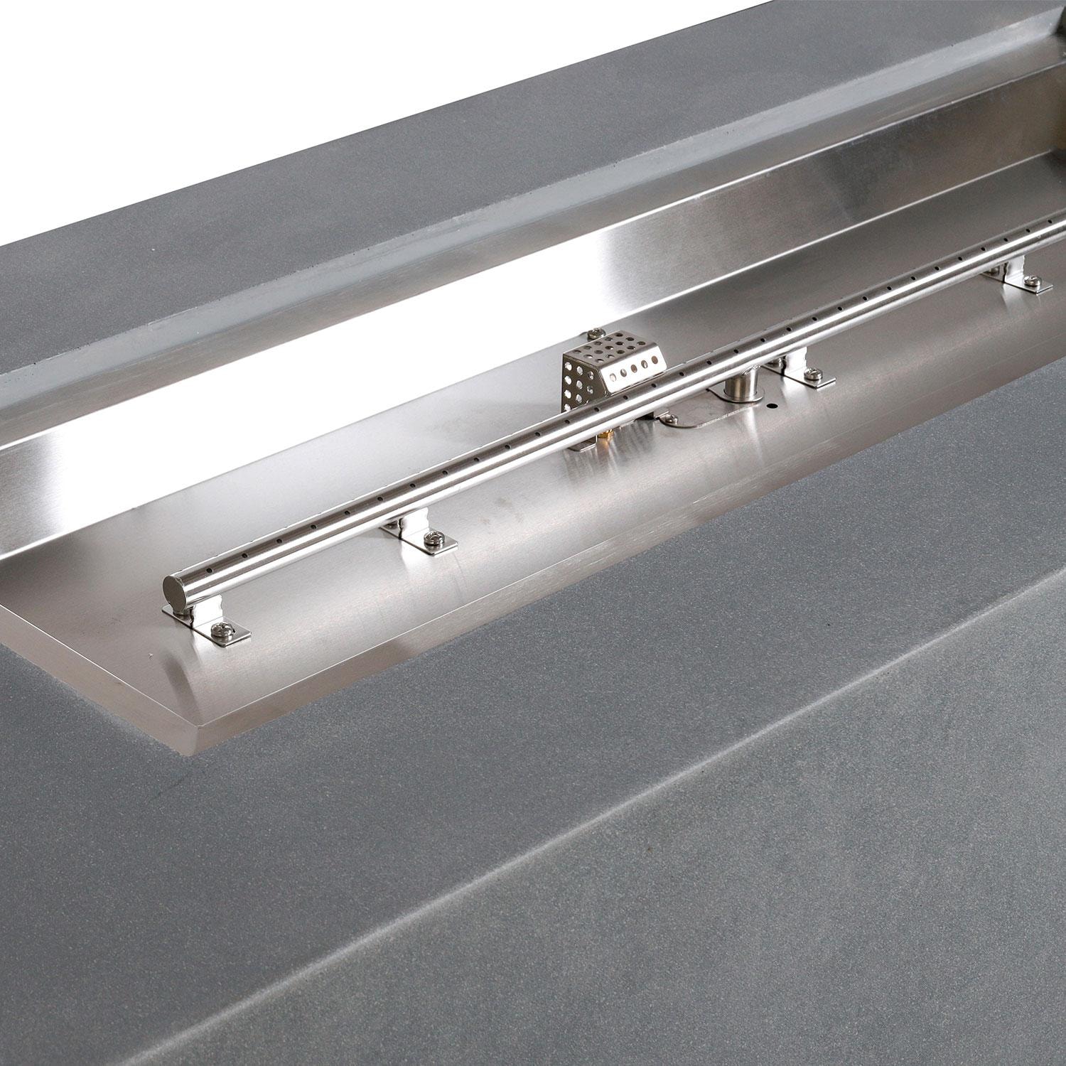Glenwood 72-in Rectangular Concrete Natural Gas Fire Pit in Natural Gray by Lakeview Outdoor Designs - Burner - Detail thumbnail