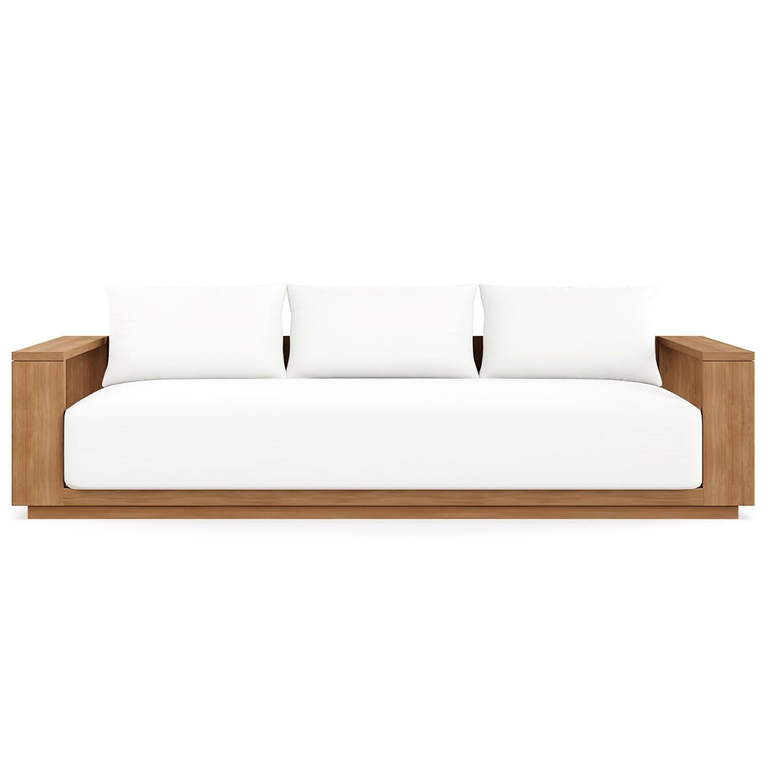 Bellawood 3 Person Teak Luxe Sofa in Natural by Lakeview Outdoor Designs - White Background thumbnail
