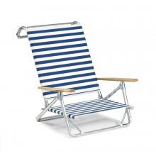 Original Mini-Sun Folding Aluminum Beach Chair By Telescope Casual - Blue & White Stripe image