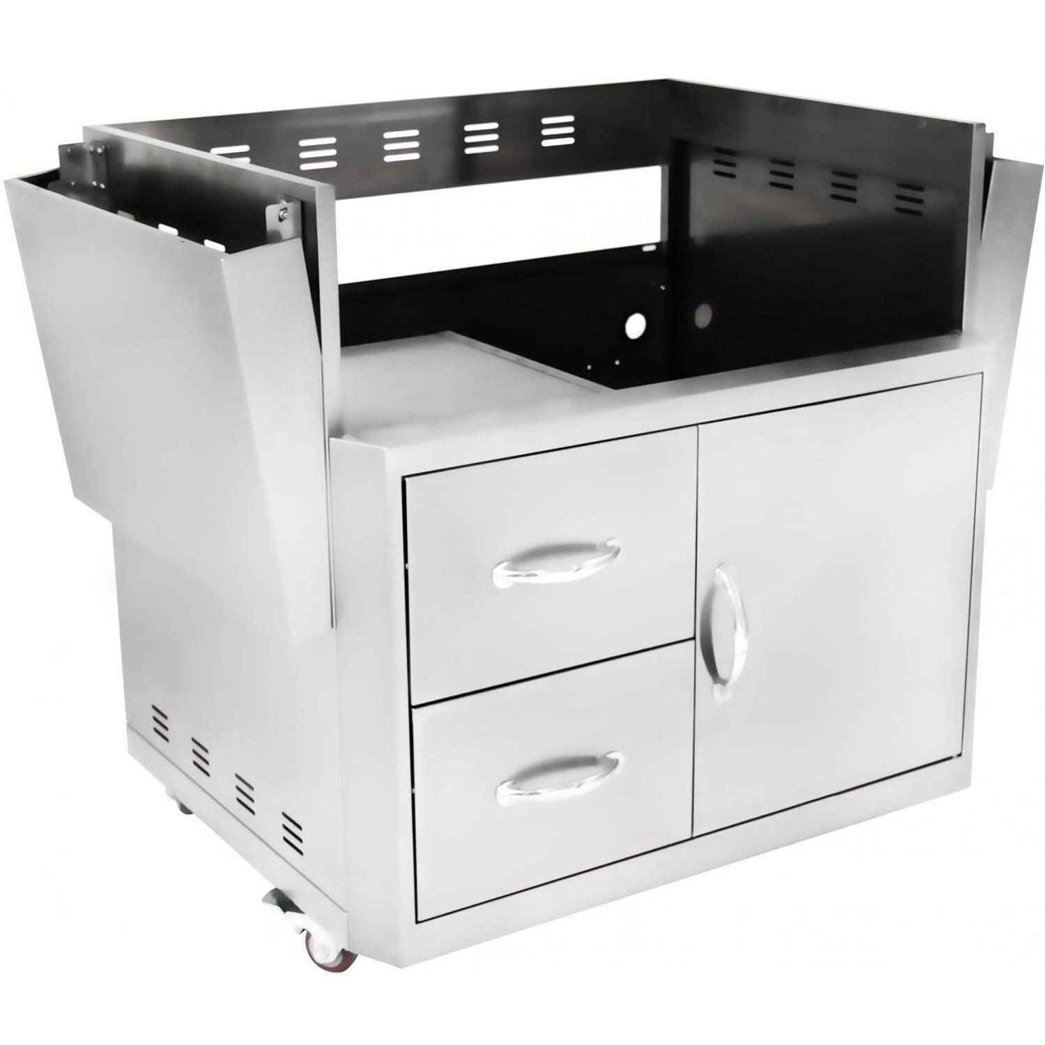 Blaze BLZ-3PRO-CART Grill Cart For Professional LUX 3-Burner Grill - Shown With Side Shelves Folded Down thumbnail