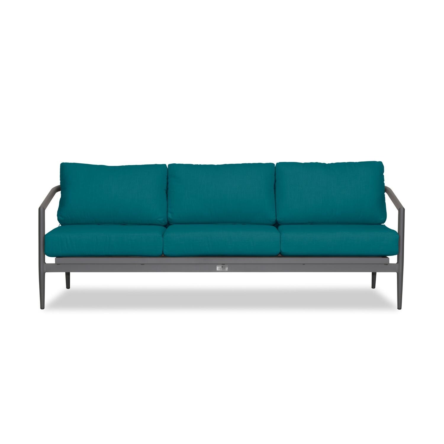 Lakeview Midnight Cove 3 Pc Aluminum Sofa Seating Set in Slate/Pebble Gray/Spectrum Peacock - Sofa - White Background thumbnail