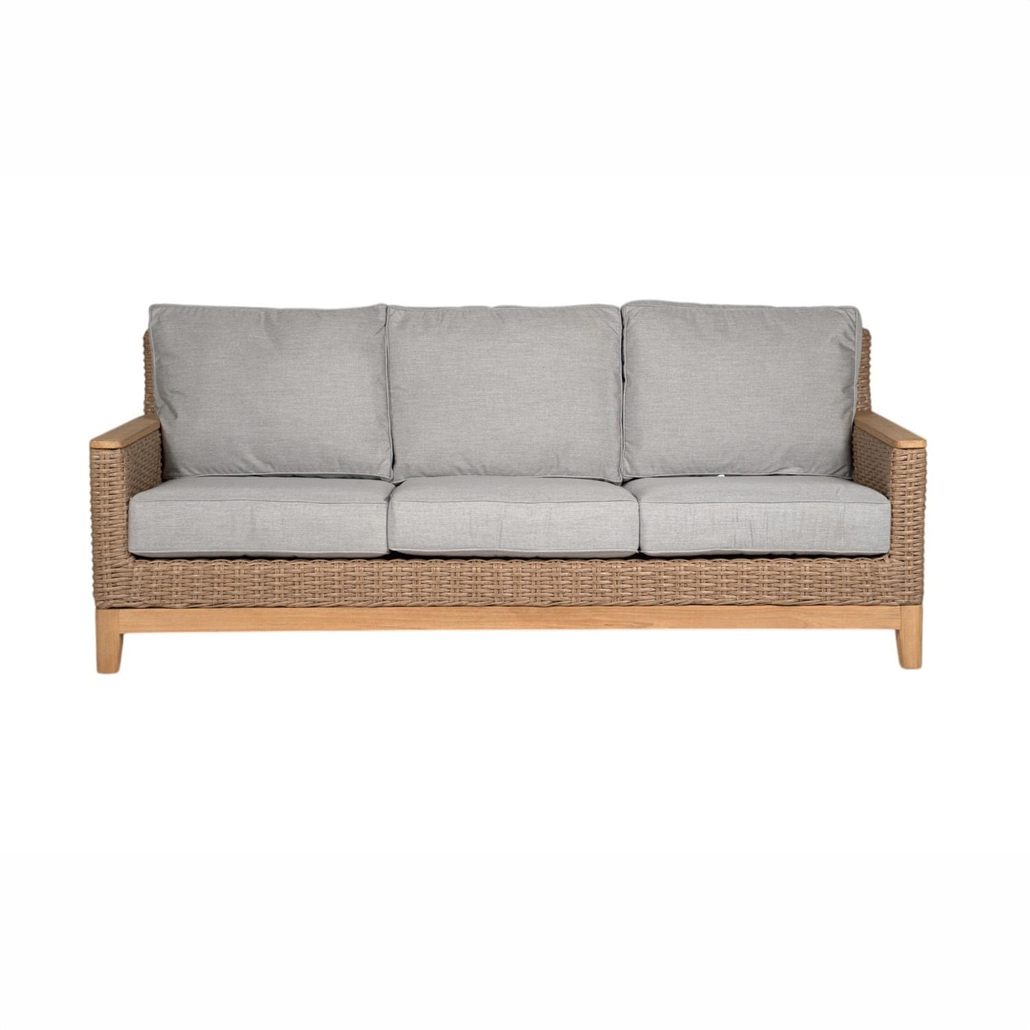 Boca 3 Person Wicker Sofa w/ Sunbrella Cushions in Honey/Canvas Granite by Royal Teak Collection