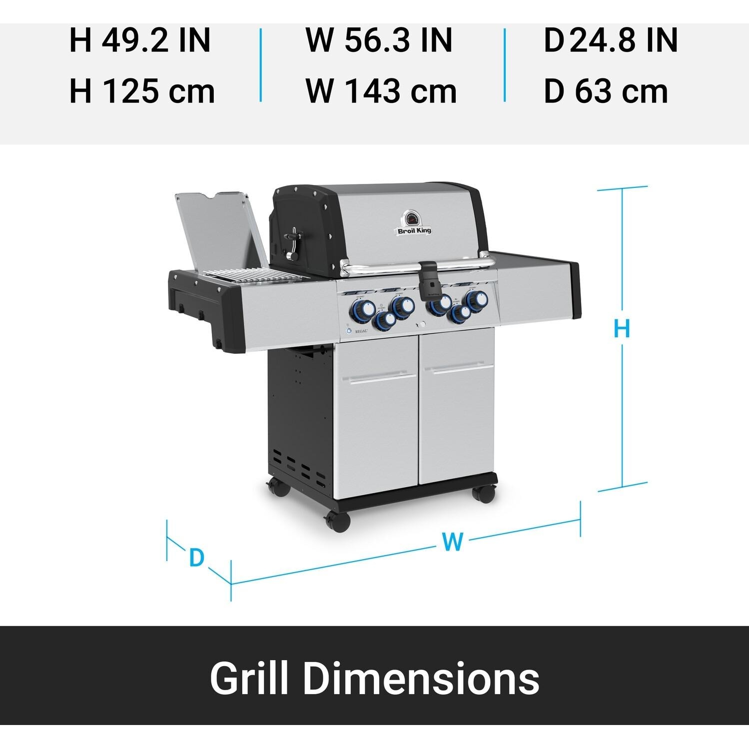 Broil King 956944 Regal S490 PRO IR 25-Inch Propane Grill - Grill Dimensions - Detail thumbnail